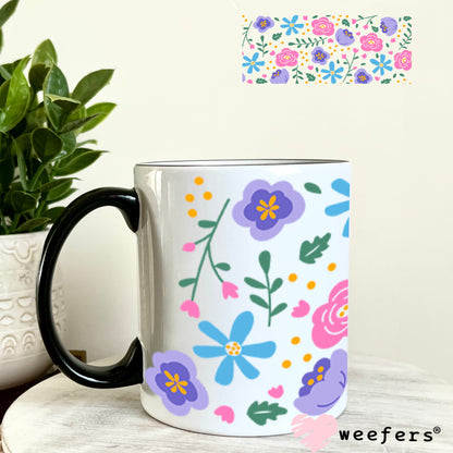 UV DTF Cup Wraps - Pink and Purple flowers 11oz Coffee Mug Weefers
