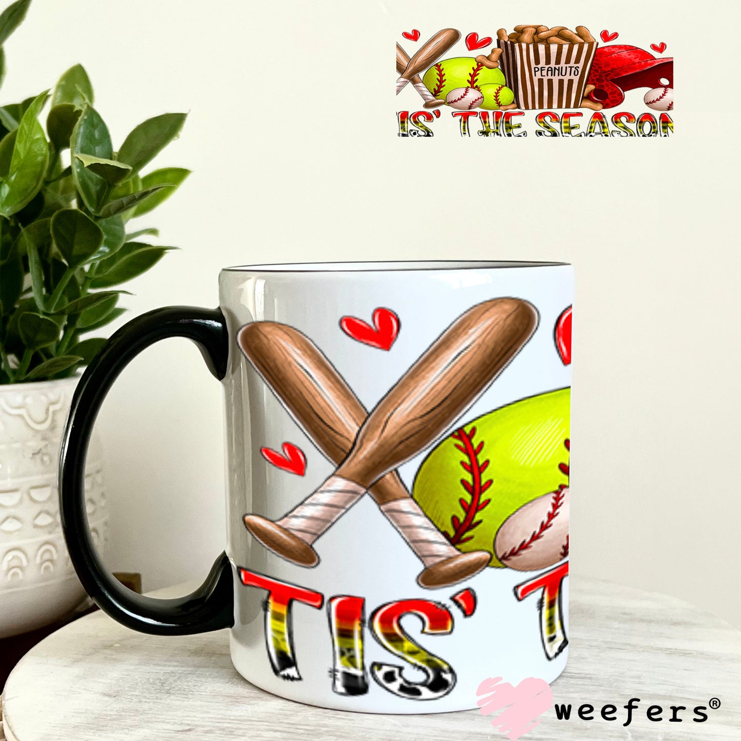 UV DTF Cup Wraps - Tis' The Season Softball 11oz Coffee Mug Weefers