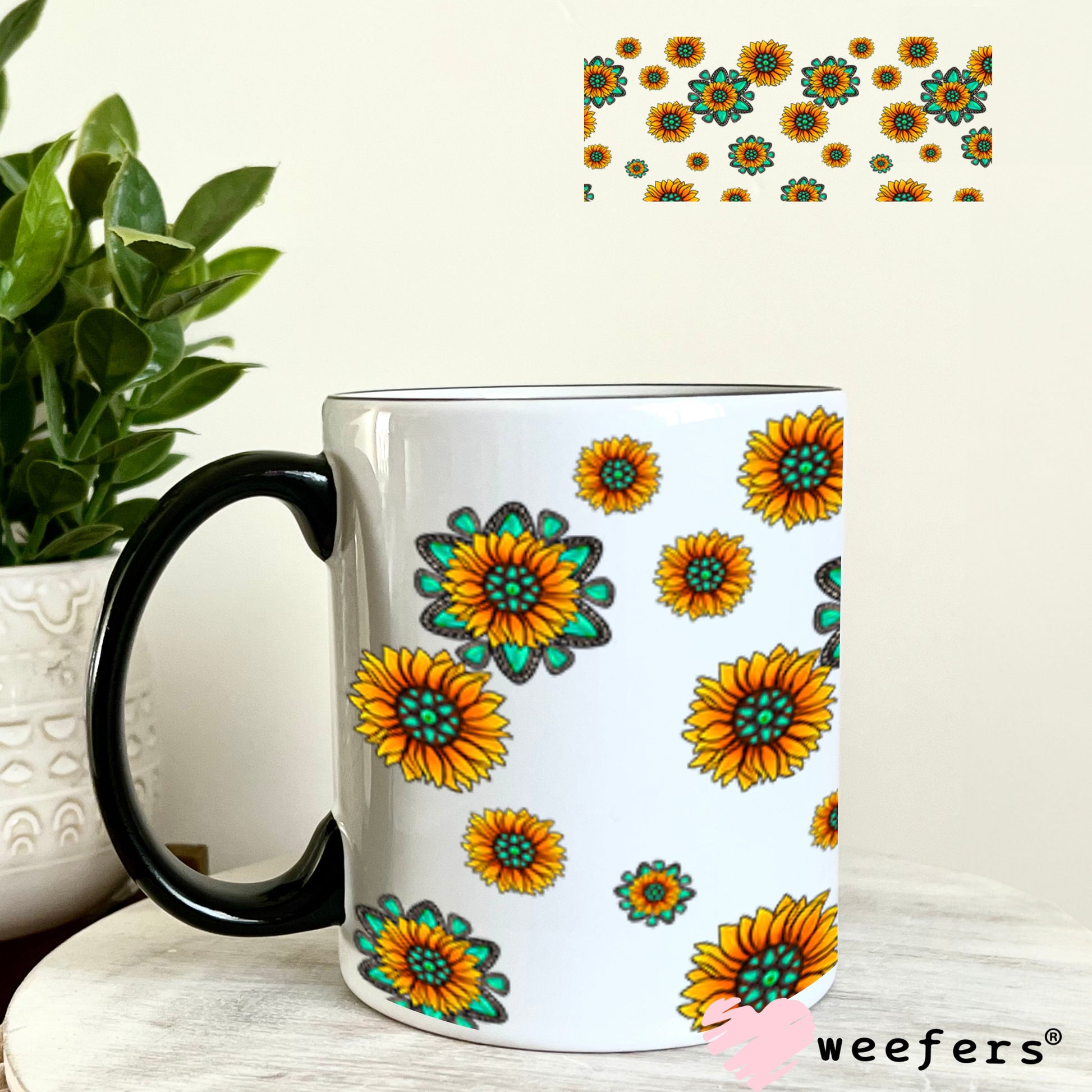 UV DTF Cup Wraps - Western Sunflowers 11oz Coffee Mug Weefers