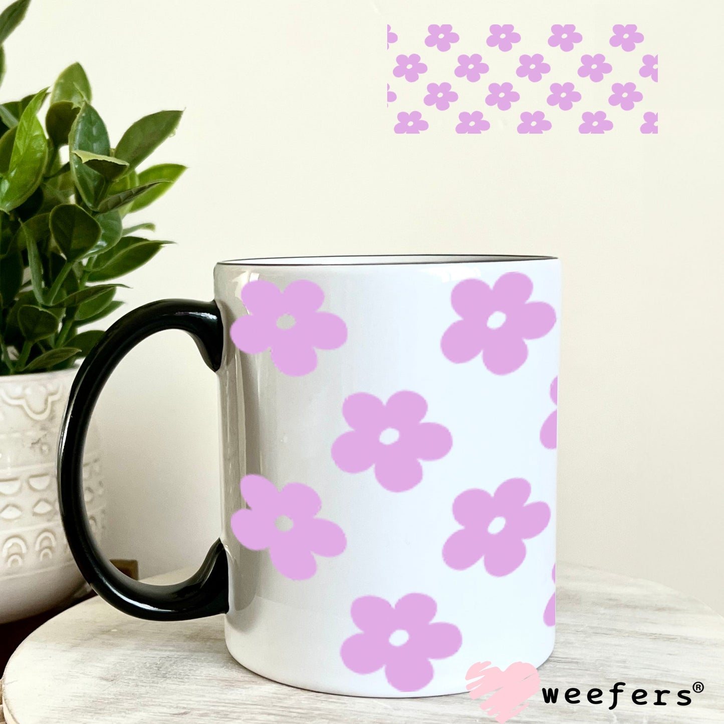 UV DTF Cup Wraps - Purple Daisies 11oz Coffee Mug Weefers