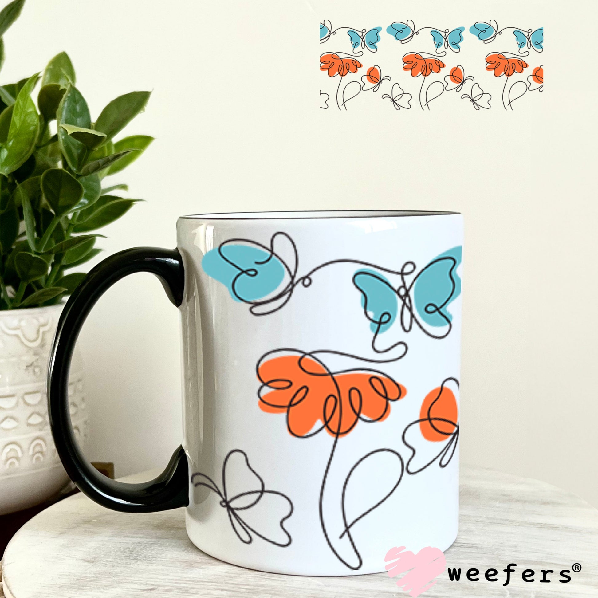 UV DTF Cup Wraps - Abstract Butterflies 11oz Coffee Mug Weefers
