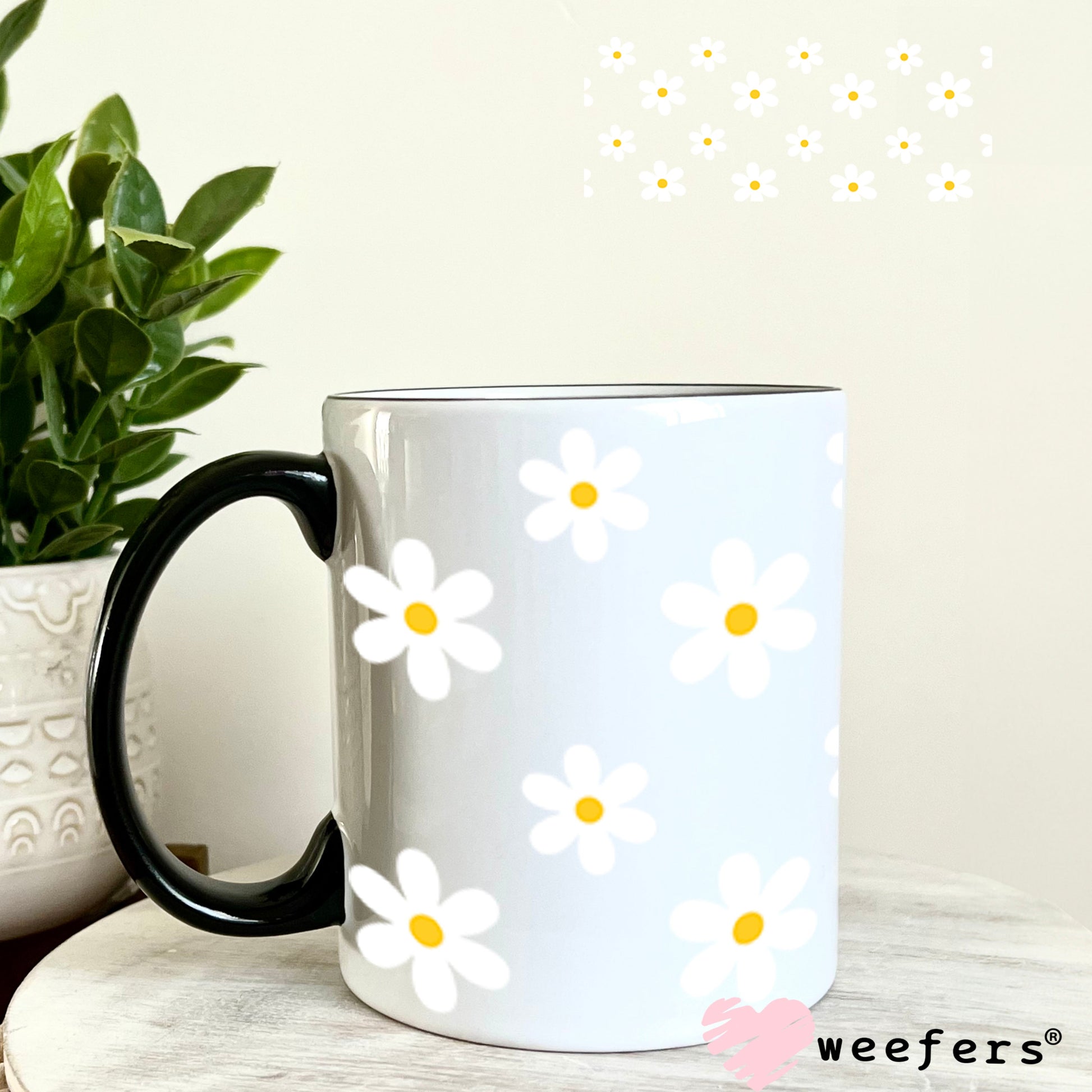 UV DTF Cup Wraps - White Daisies 11oz Coffee Mug Weefers