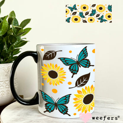 UV DTF Cup Wraps - Sunflowers and Butterflies 11oz Coffee Mug Weefers