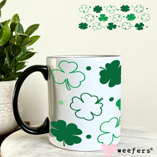 Green Clovers UV DTF Cup Wrap 11oz Coffee Mug Weefers