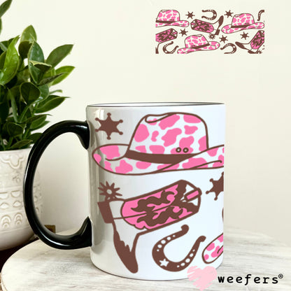 UV DTF Cup Wraps - Pink Brown Cowgirl Things 11oz Coffee Mug Weefers