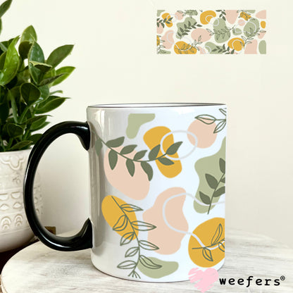 UV DTF Cup Wraps - Abstract Shapes Orange Green 11oz Coffee Mug Weefers