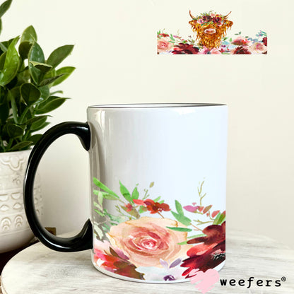UV DTF Cup Wraps - Highland cow Mauve 11oz Coffee Mug Weefers