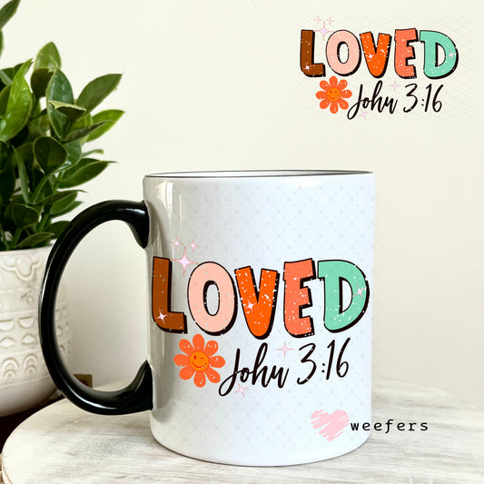 UV DTF Decal - Loved John 3:16 11oz Coffee Mug Weefers