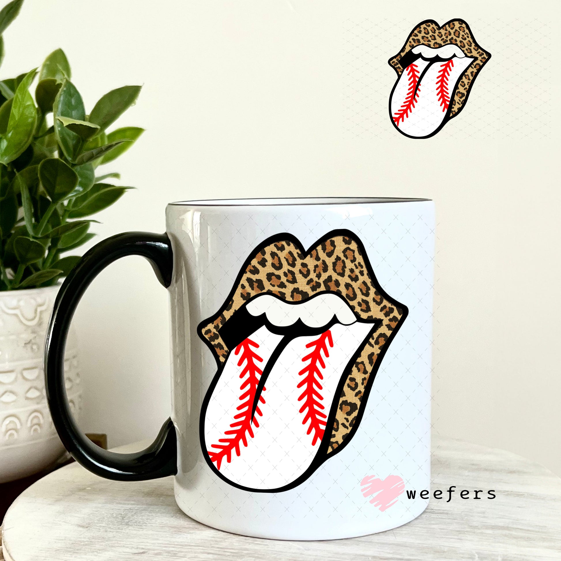 UV DTF Decal - Cheetah Print Tongue 11oz Coffee Mug Weefers