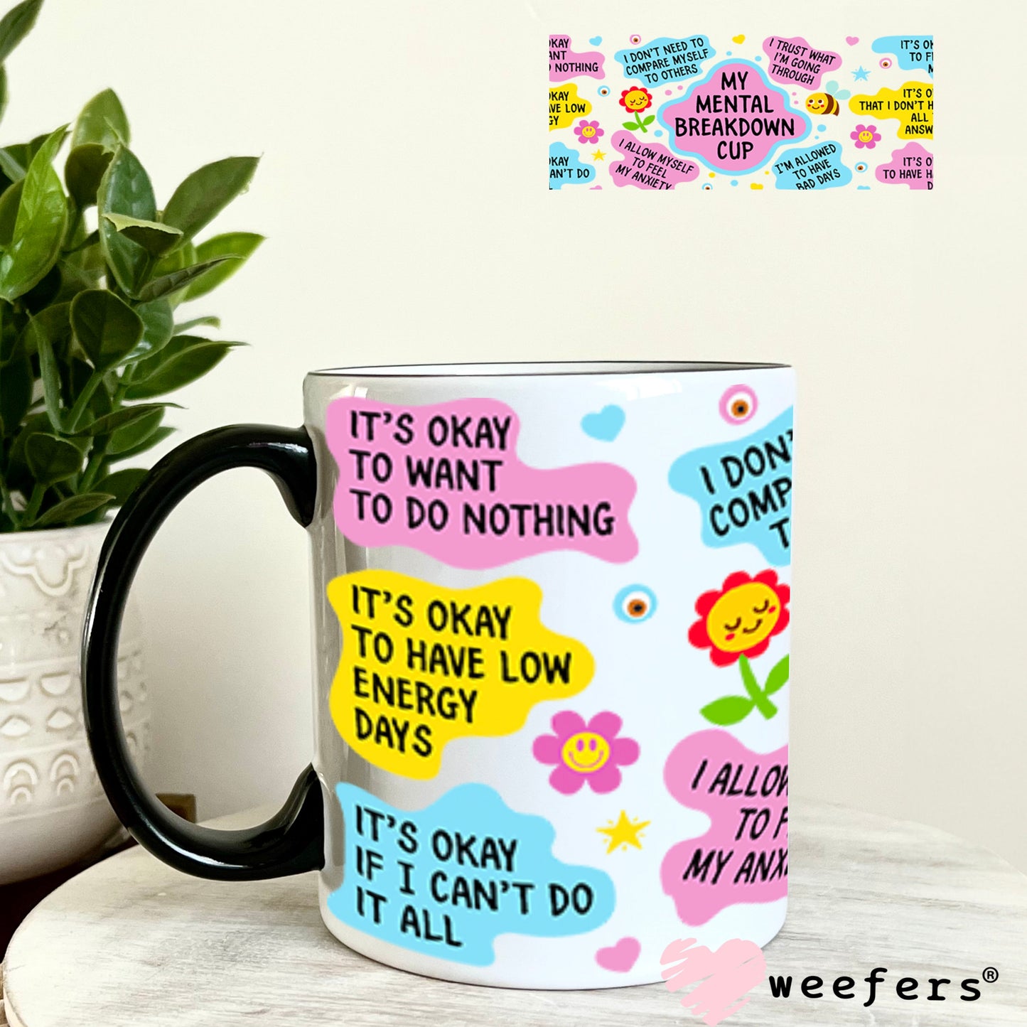 UV DTF Cup Wraps - My Mental Breakdown cup 11oz Coffee Mug Weefers