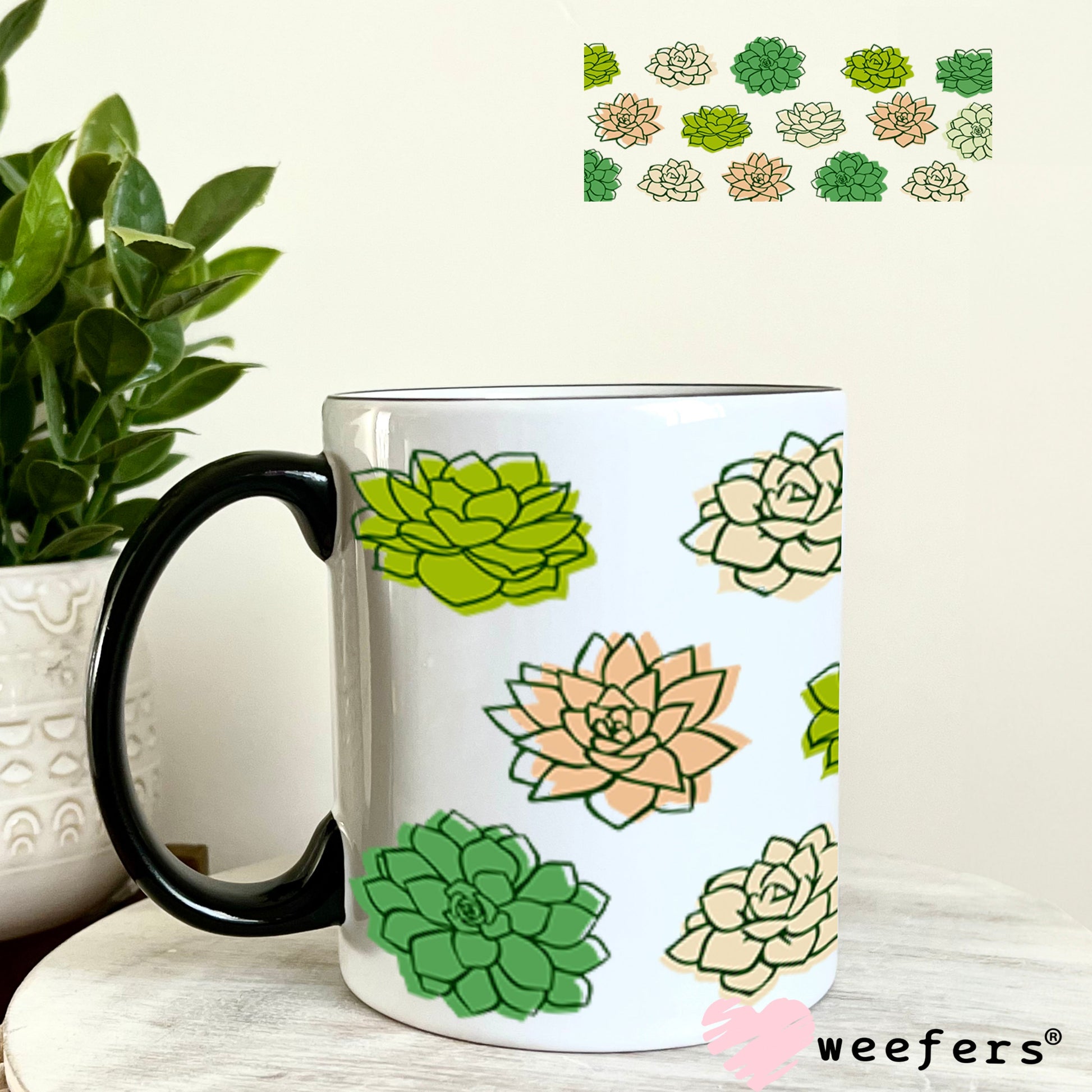 UV DTF Cup Wraps - Succulents 11oz Coffee Mug Weefers