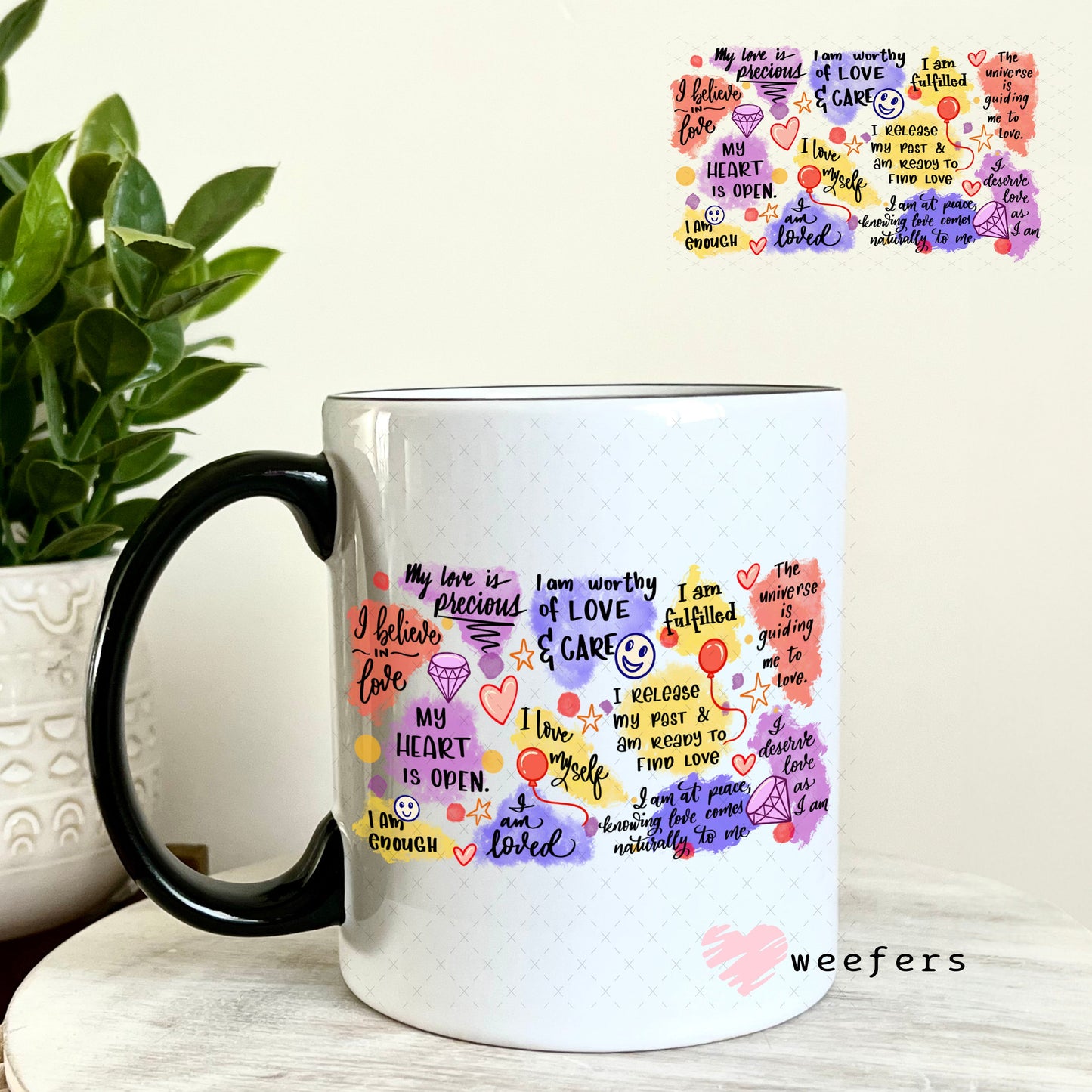 UV DTF Decal - Uplifting Affirmations 11oz Coffee Mug Weefers