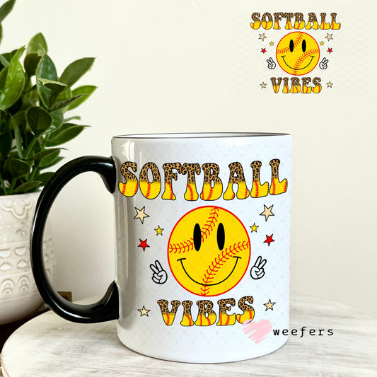 UV DTF Decal - Softball Vibes 11oz Coffee Mug Weefers