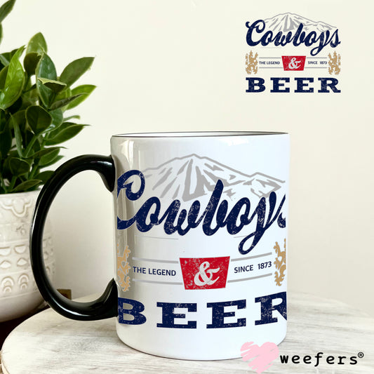 Cowboys and Beer UV DTF Decal 11oz Coffee Mug Weefers