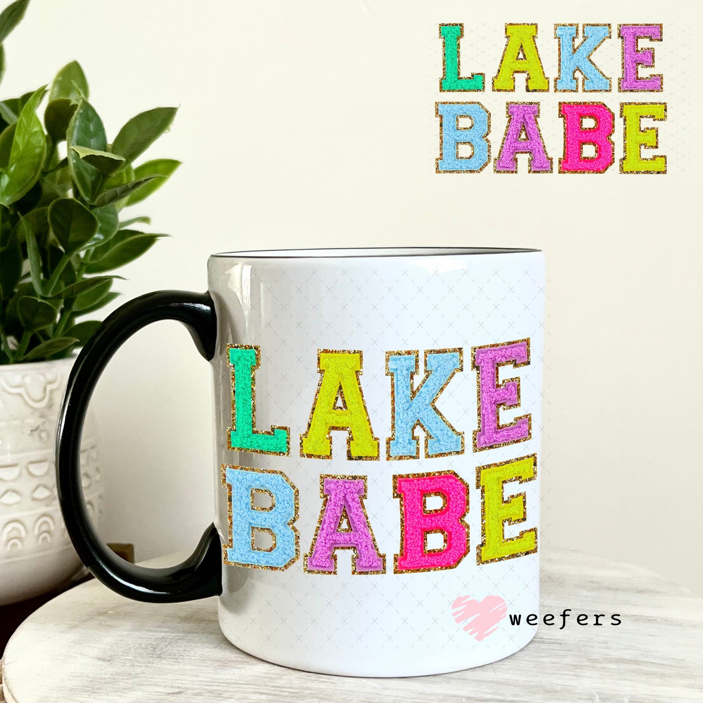 UV DTF Decal - Faux Chenille Lake Babe 11oz Coffee Mug Weefers