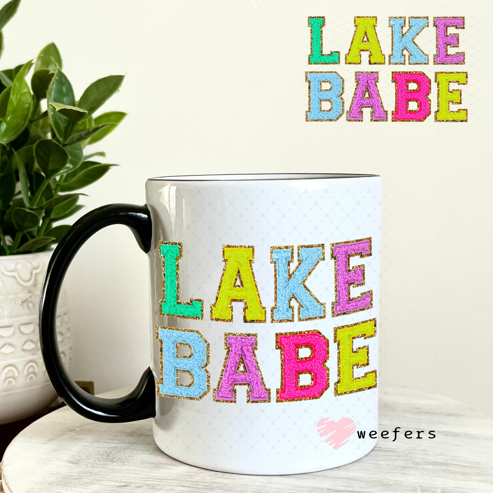 UV DTF Decal - Faux Chenille Lake Babe 11oz Coffee Mug Weefers