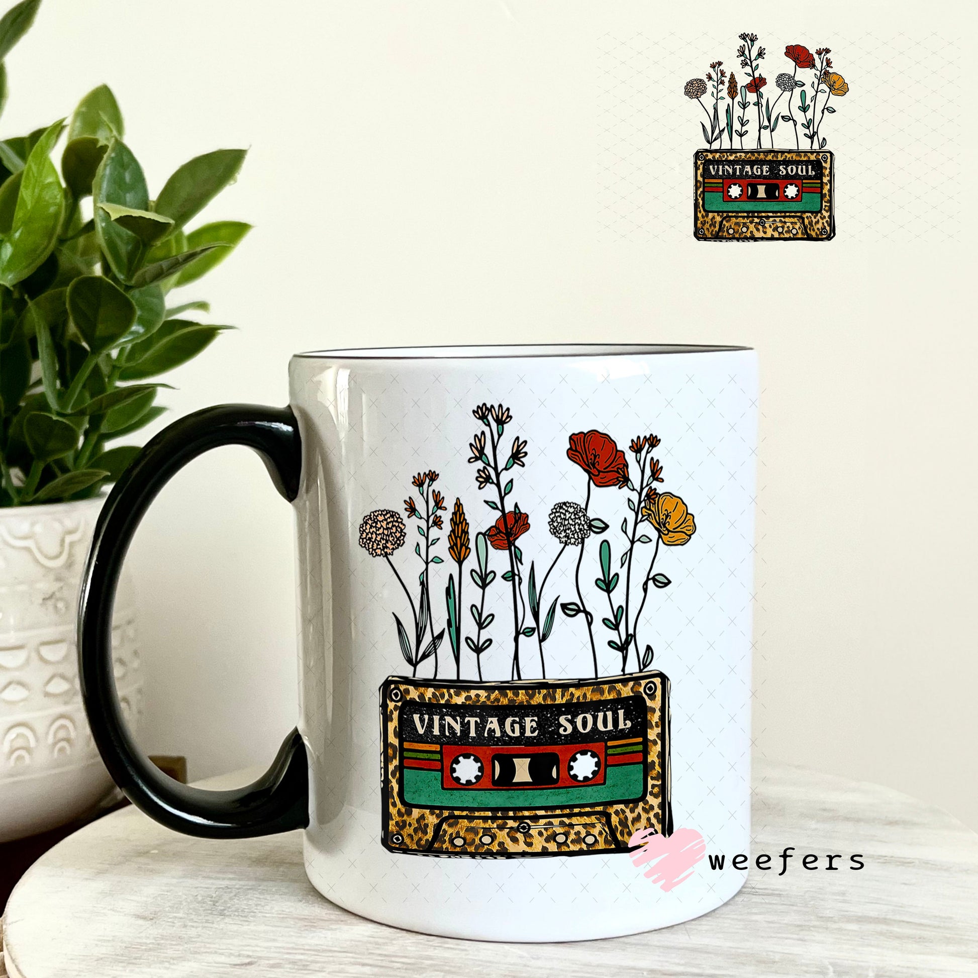 UV DTF Decal - Vintage Soul Cassette 11oz Coffee Mug Weefers