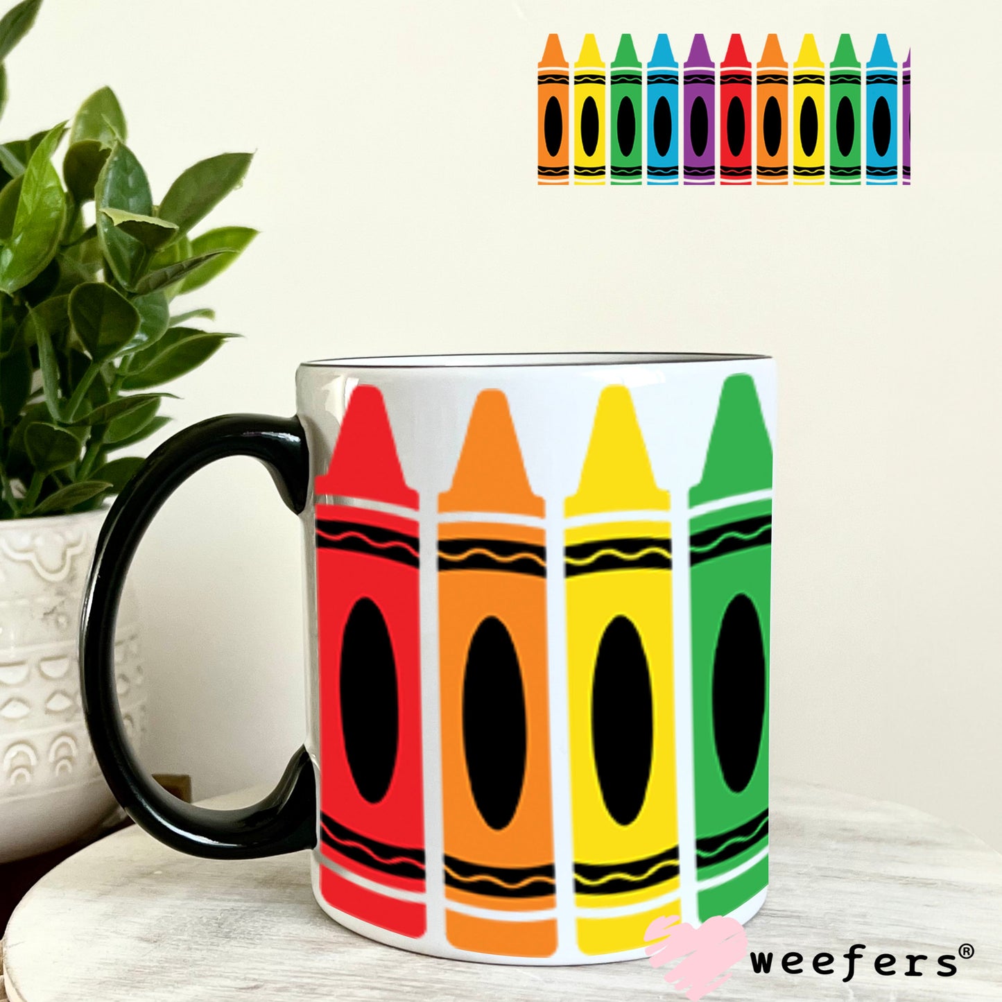 UV DTF Cup Wraps - Colored Crayons Teacher 11oz Coffee Mug Weefers