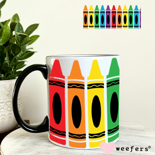 UV DTF Cup Wraps - Colored Crayons Teacher 11oz Coffee Mug Weefers