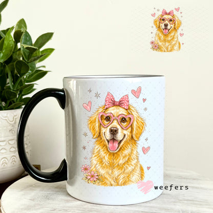 UV DTF Decal - Hearts Golden Retriever 11oz Coffee Mug Weefers