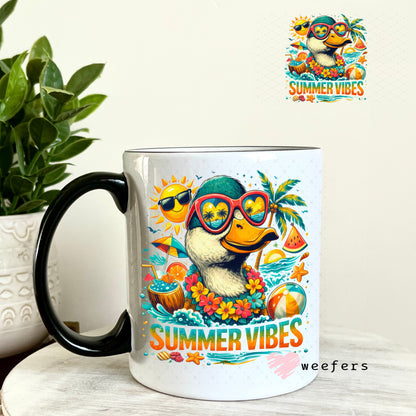 UV DTF Decal - Summer Vibes Duck 11oz Coffee Mug Weefers