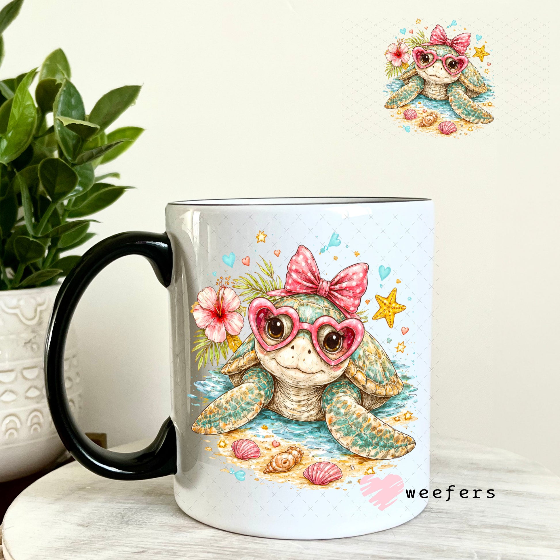 UV DTF Decal - Sweet Sea Turtle 11oz Coffee Mug Weefers