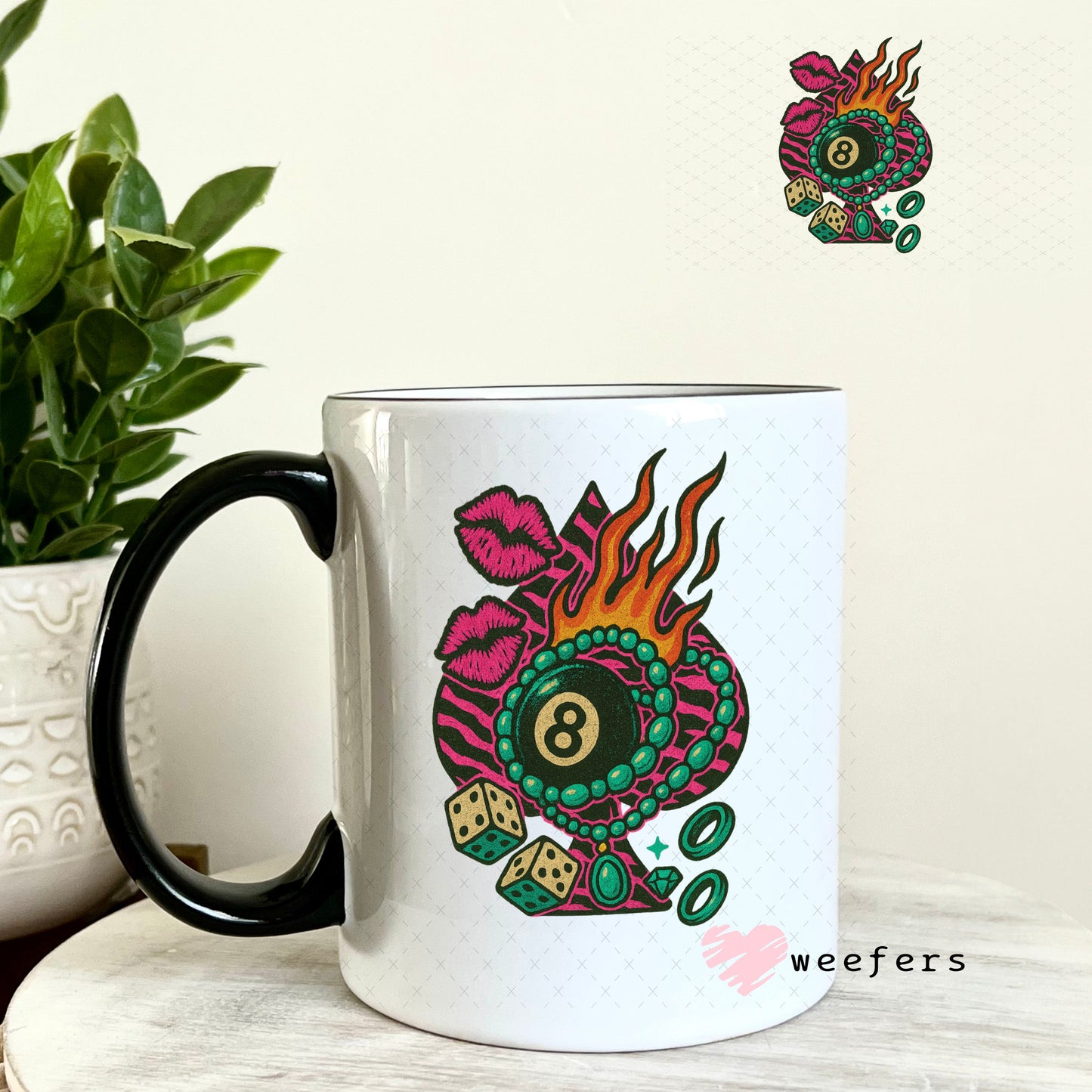 UV DTF Decal - Spade Eightball 11oz Coffee Mug Weefers