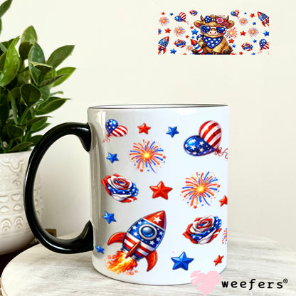 UV DTF Cup Wraps - USA Highland Cow 11oz Coffee Mug Weefers