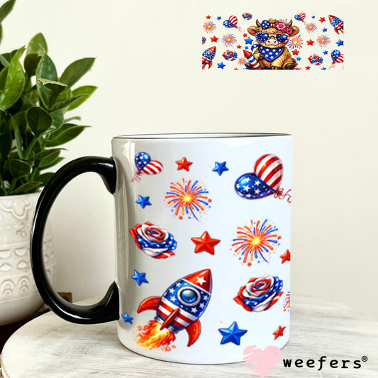 UV DTF Cup Wraps - USA Highland Cow 11oz Coffee Mug Weefers