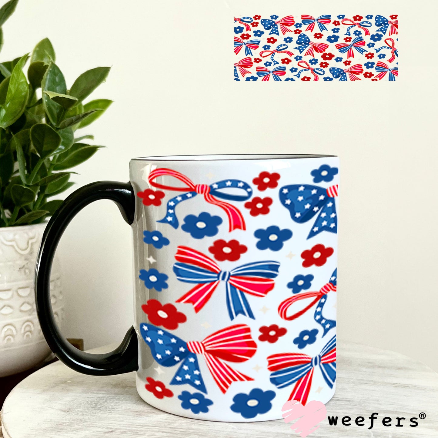 UV DTF Cup Wraps - 4th of jUly Bows 11oz Coffee Mug Weefers