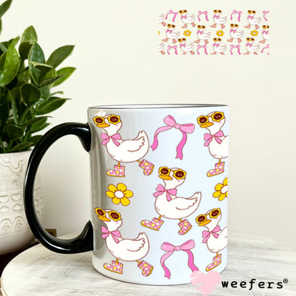 UV DTF Cup Wraps - Pink Bows Goose 11oz Coffee Mug Weefers