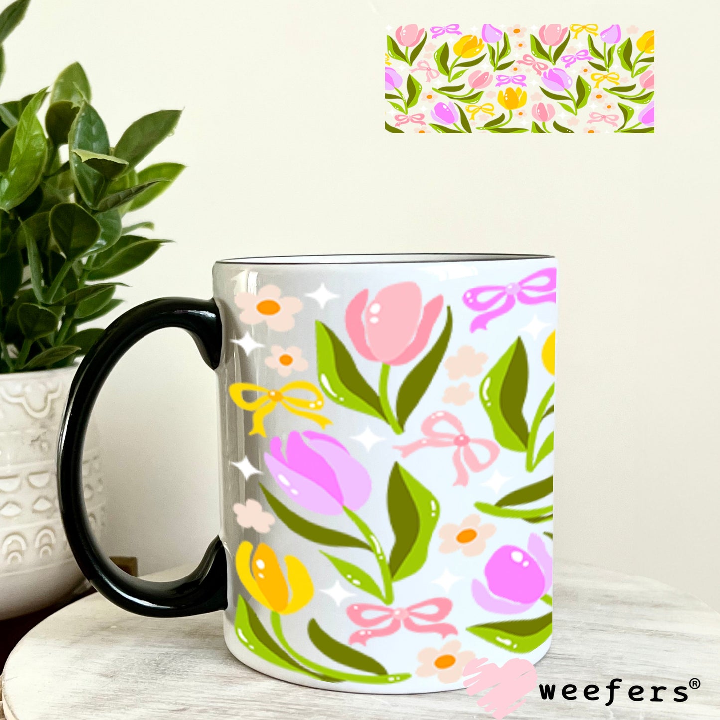 UV DTF Cup Wrap – USA Red White Blue Bows 11oz Coffee Mug Weefers