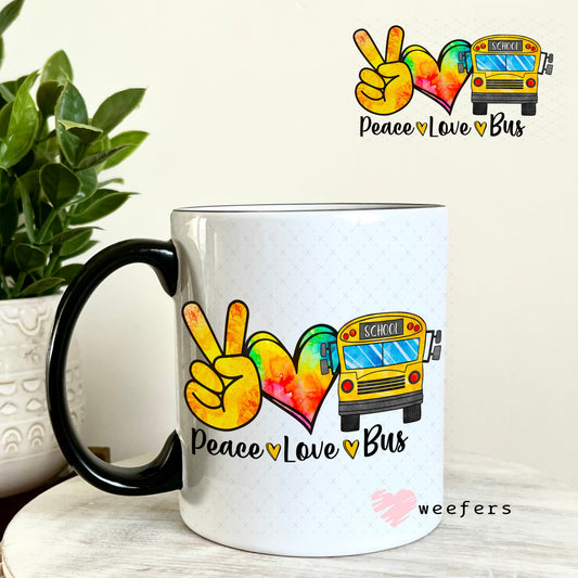 UV DTF Decal - Peace Love Bus 11oz Coffee Mug Weefers