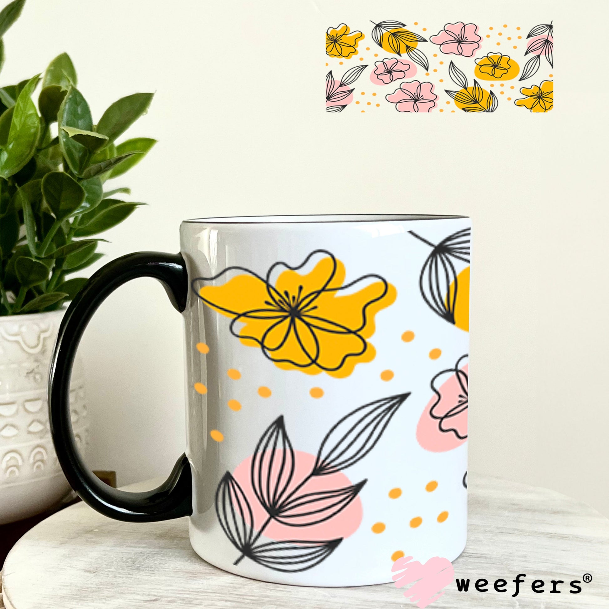 UV DTF Cup Wraps - Abstract Flowers 11oz Coffee Mug Weefers