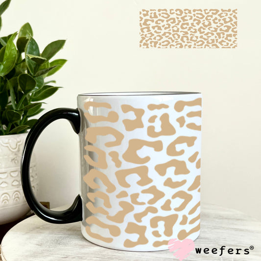 UV DTF Cup Wraps - Beige Cheetah Print 11oz Coffee Mug Weefers