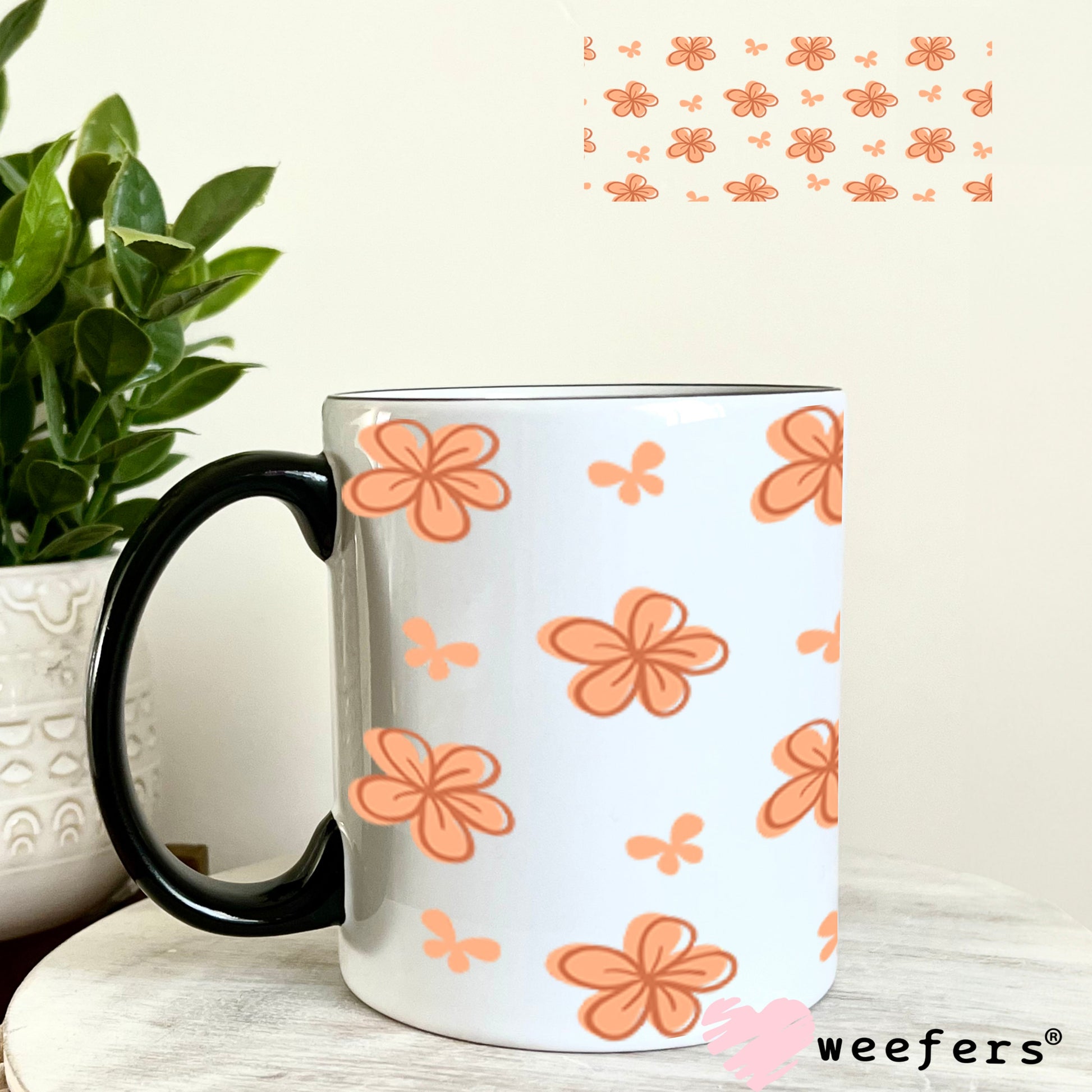 UV DTF Cup Wraps - Peach Flowers 11oz Coffee Mug Weefers