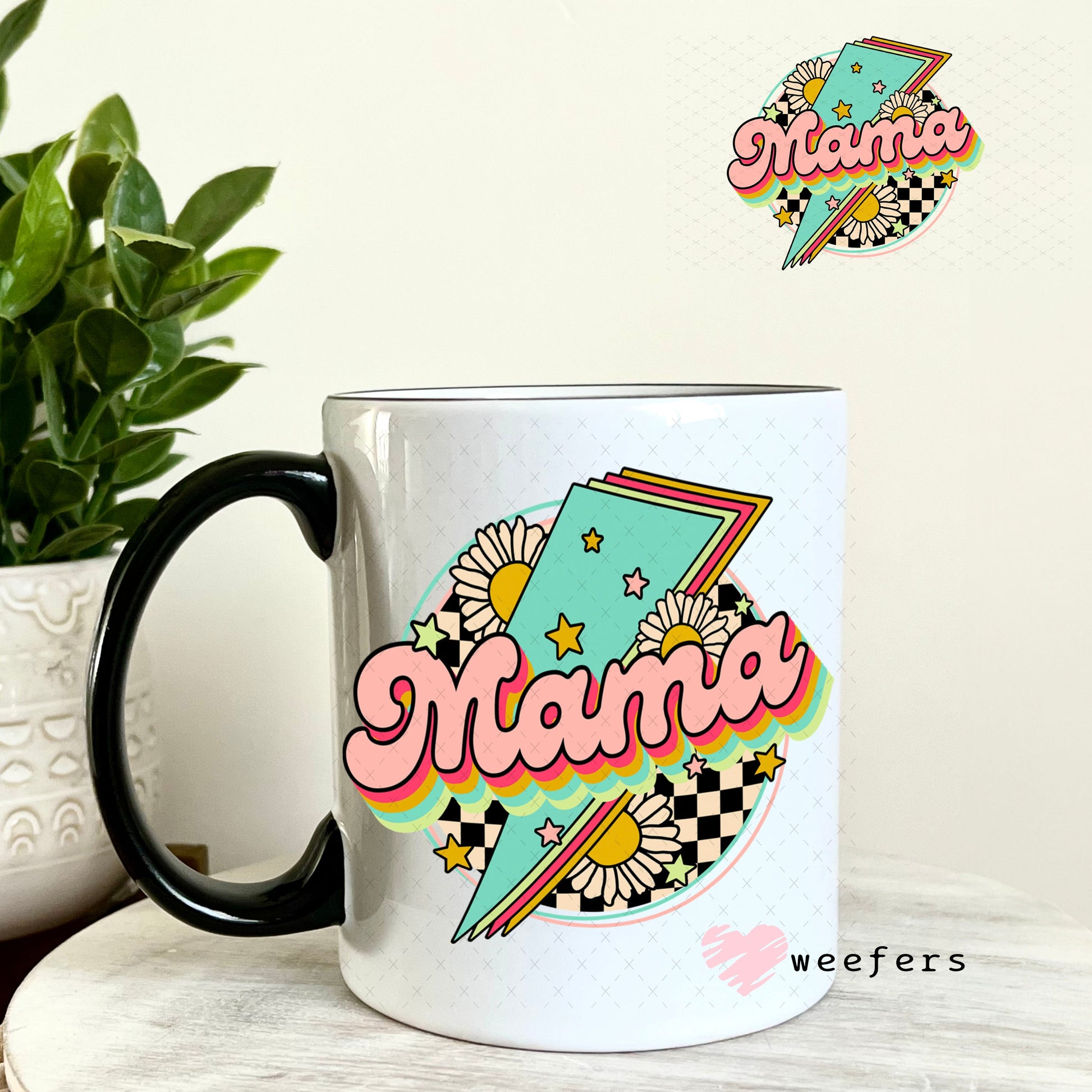 UV DTF Decal - Mama Lightening Bolt 11oz Coffee Mug Weefers
