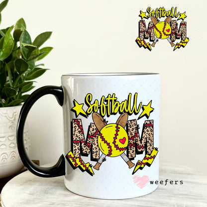 UV DTF Decal - Softball Mom 11oz Coffee Mug Weefers