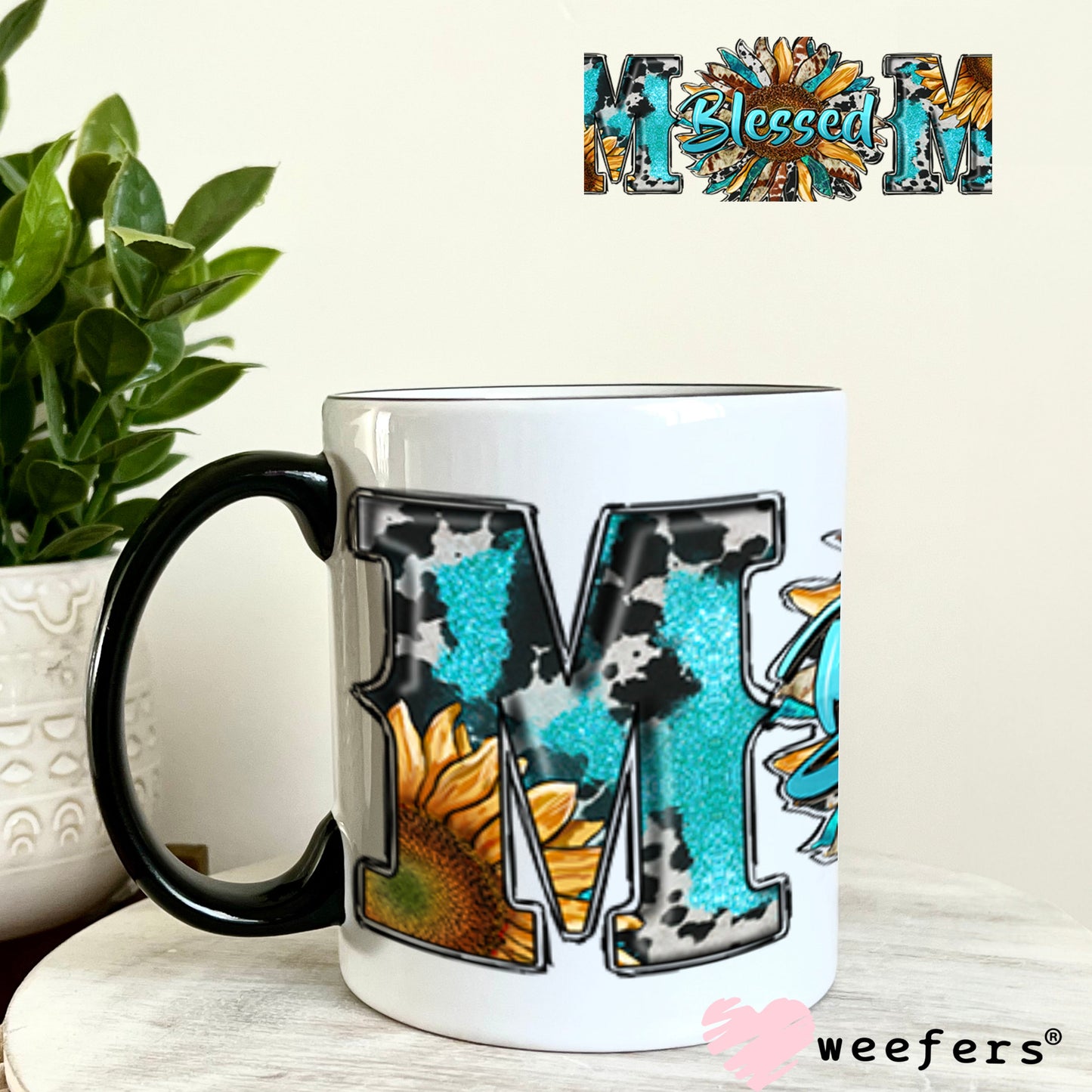UV DTF Cup Wraps - Blessed Mom Western 11oz Coffee Mug Weefers