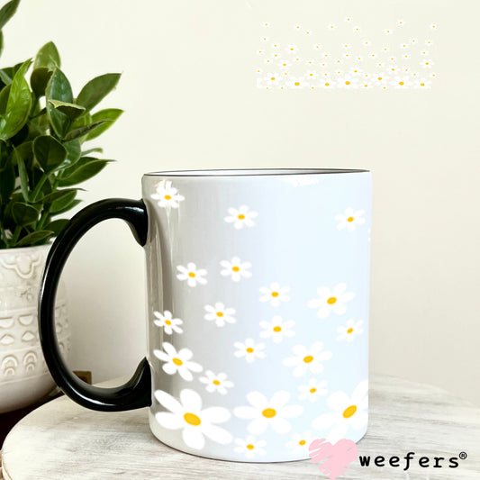 UV DTF Cup Wraps - White Daisies 11oz Coffee Mug Weefers
