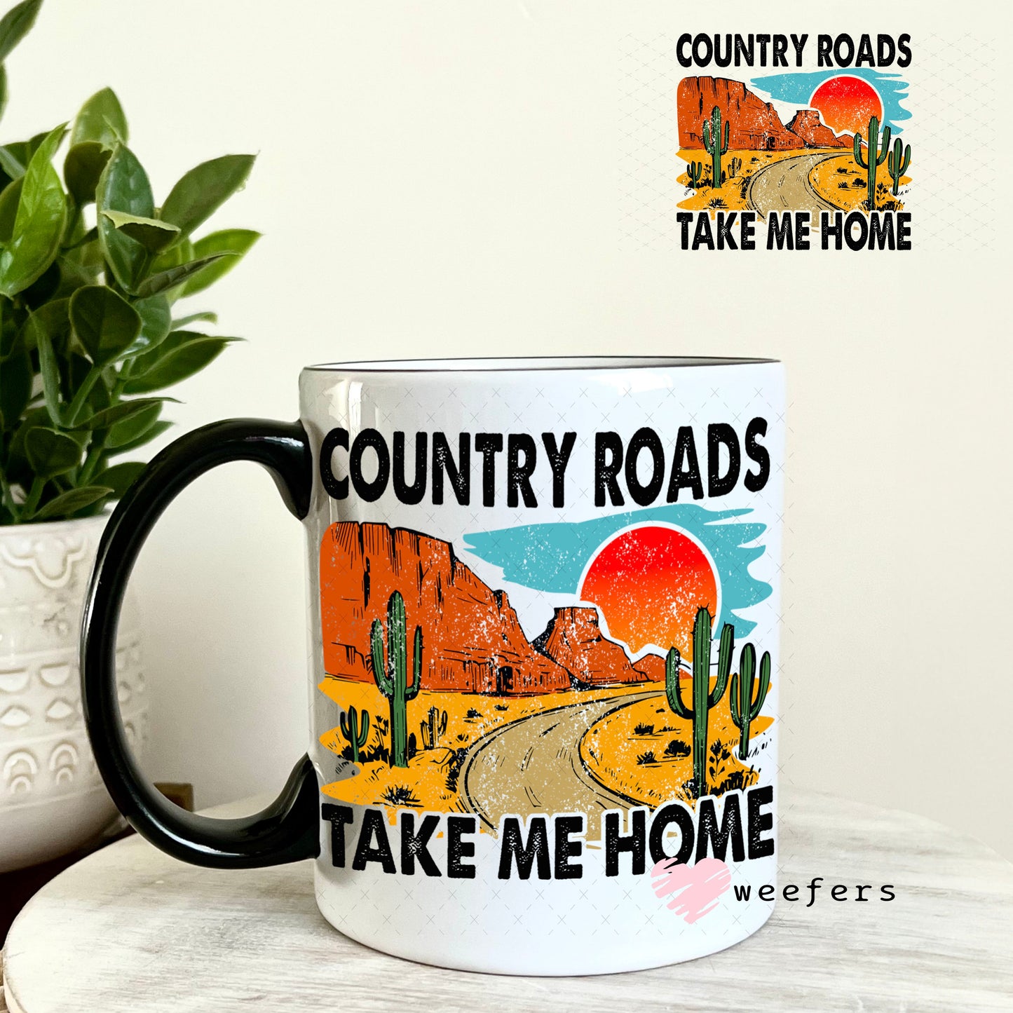 UV DTF Decal - Country Roads Take Me Home 11oz Coffee Mug Weefers