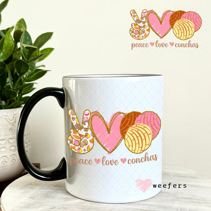 UV DTF Decal - Peace Love Conchas 11oz Coffee Mug Weefers