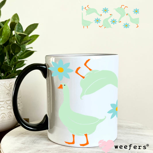 UV DTF Cup Wraps - Geese and Flowers 11oz Coffee Mug Weefers