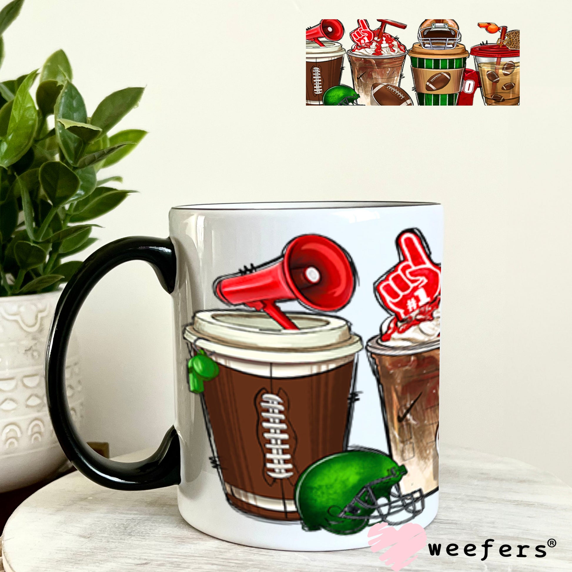 UV DTF Cup Wraps - Football Coffee 11oz Coffee Mug Weefers