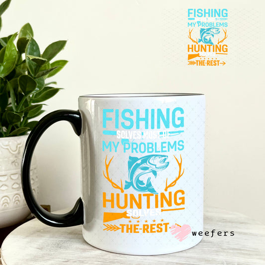 UV DTF Decal - Fishing Solves most of my Problems 11oz Coffee Mug Weefers