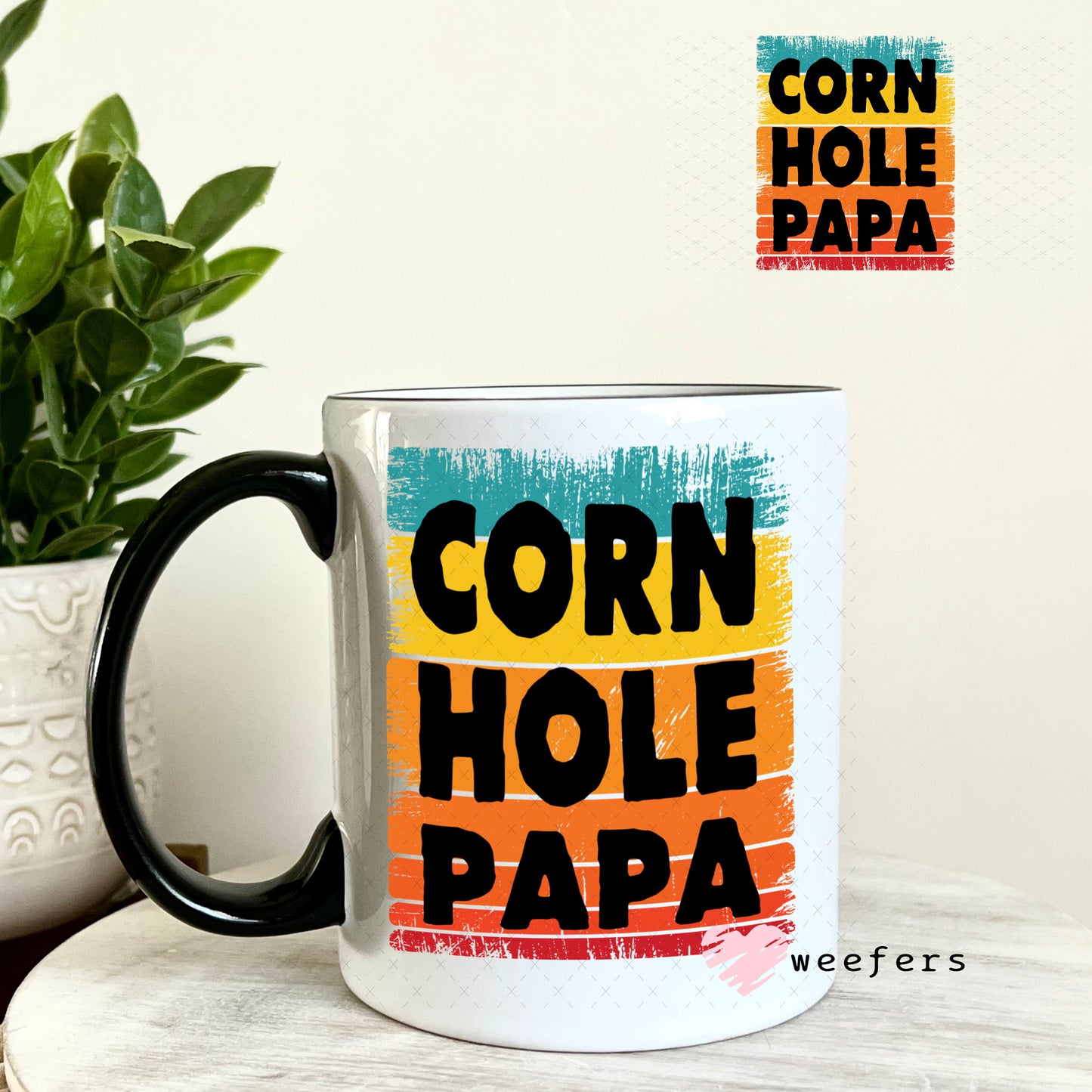 UV DTF Decal - Corn Hole Papa 11oz Coffee Mug Weefers