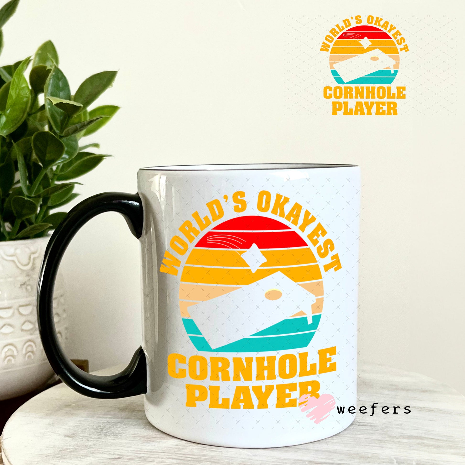 UV DTF Decal - World's Okayest Cornhole Player 11oz Coffee Mug Weefers