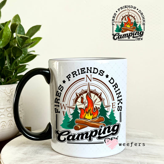 UV DTF Decal - Fires Friends Drinks Camping Crew 11oz Coffee Mug Weefers