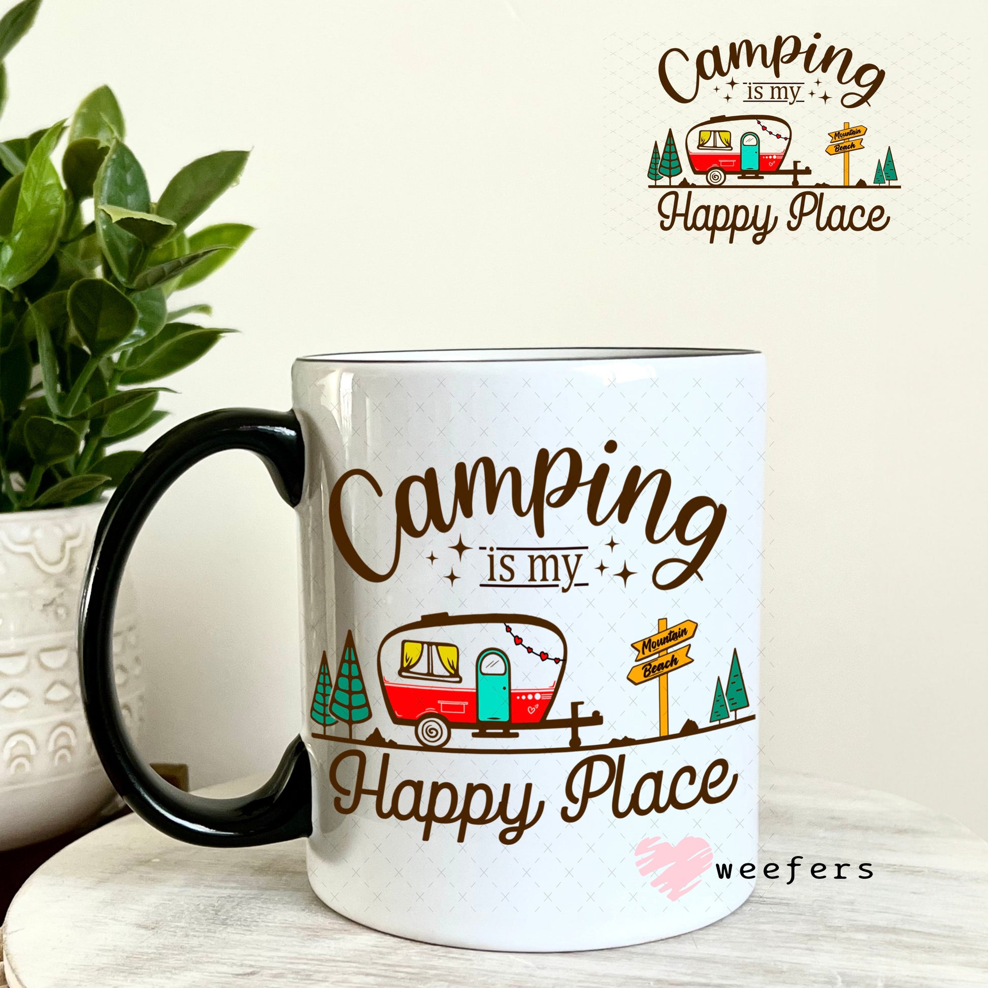 UV DTF Decal - Camping is My Happy Place 11oz Coffee Mug Weefers