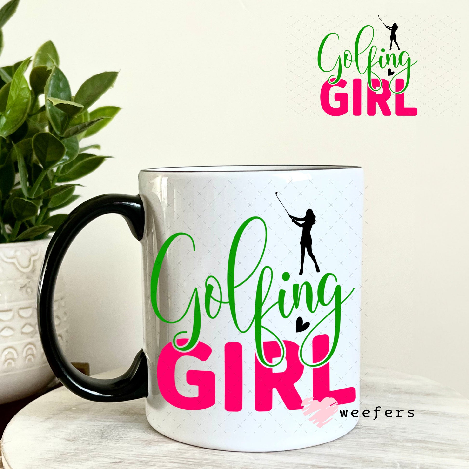 UV DTF Decal - Golfing Girl 11oz Coffee Mug Weefers